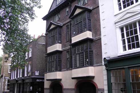 The old houses in Cloth Fair outside which the Secret London tour ends.