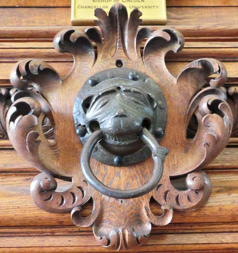 The Brazen Nose in the dining hall of Brasenose College.