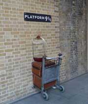 Platform nine and three quarters at King's Cross Station.
