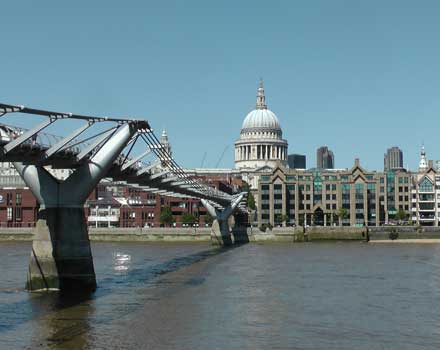 St Paul's Cathedral seen across the Millennium Bridge in London.