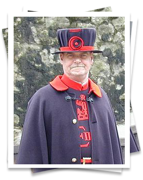 One of the Beefeaters, the guardians of the Tower of London.