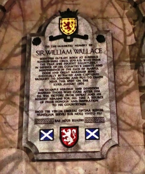 The memorial to Scottish Patriot Sir William Wallace in Smithfield, London.