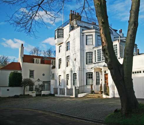 The exterior of Admiral's House, Hampstead.