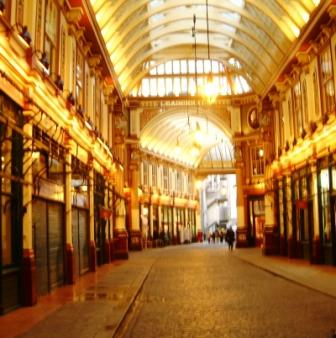 Leadenhall Market which features as Charing Cross Road in several of the Harry Potter films.