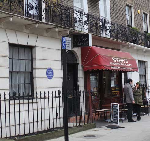 Speedy's Cafe which was used as 221b Baker Street in the BBC series Sherlock.
