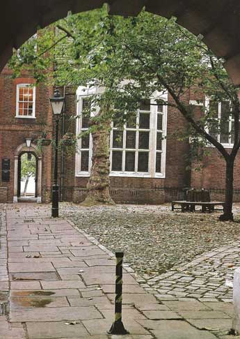 Looking in through the gate of Staple Inn.